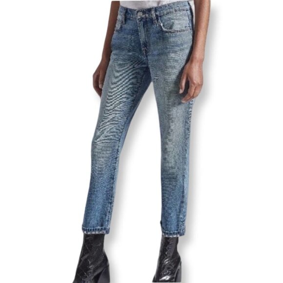 Current/Elliott Denim - Current/Elliott NWT The Turnt Fling Studded Cuff Straight Crop Jeans Size 23